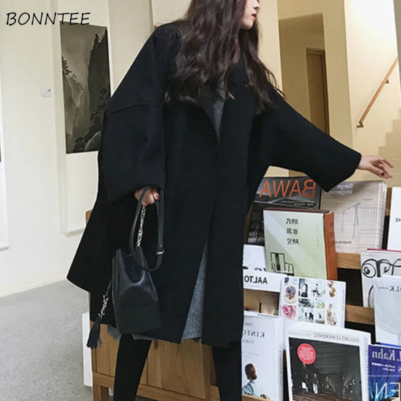

Blends Women Spring Korean Style Loose Casual Open Stitch Minimalist Temperament Classic Chic Lady Coats Elegant Oversize 4XL