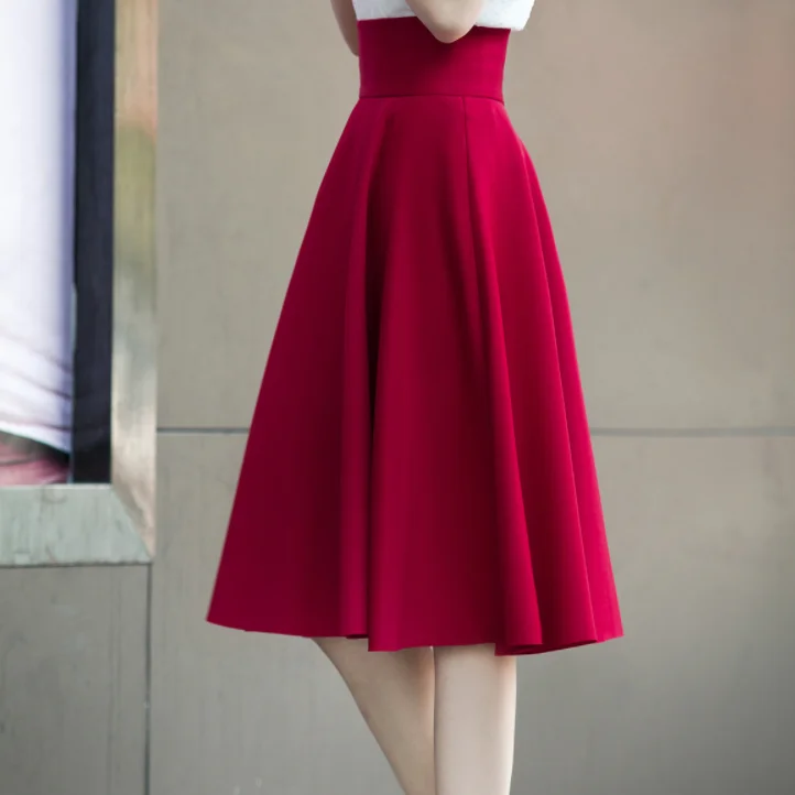 XL плюс размер юбка с высокой талией юбки для женщин белая до колена в складку Saia