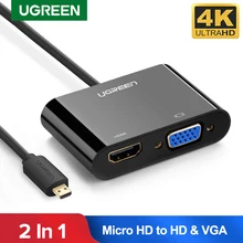 Ugreen Micro HDMI to HDMI VGA Adapter with 3.5mm Audio Micro USB Port HDMI Video Cable for Tablet Camera TV Projector 4K HD