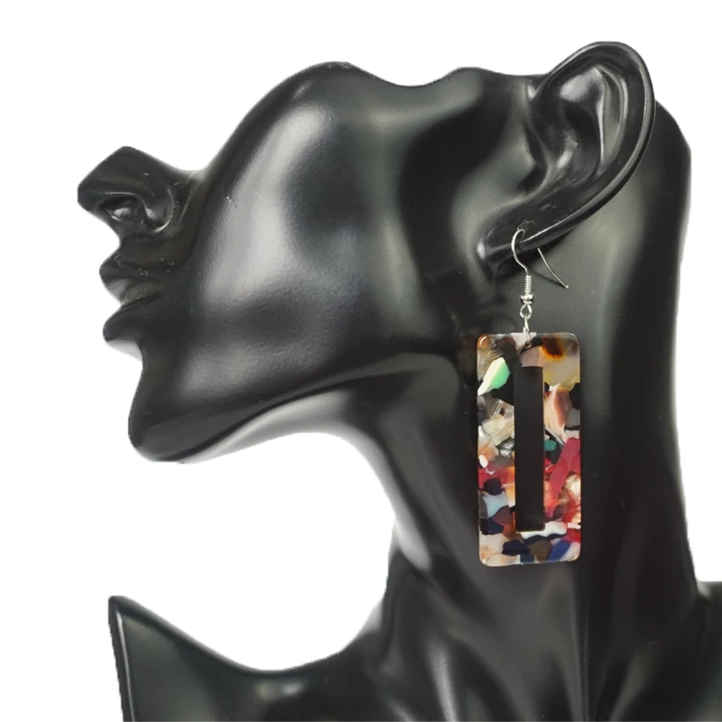 Новые модные круглые акриловые серьги Cpop для женщин цветные прямоугольные серые