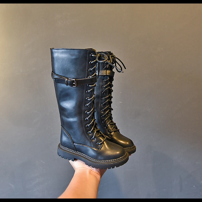 Новые осенние детские сапоги до колена Детские принцессы Обувь из искусственной