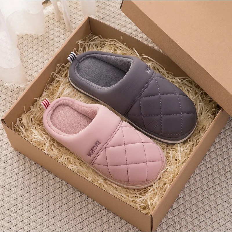 Классические женские зимние теплые домашние тапки мужские и домашняя обувь из