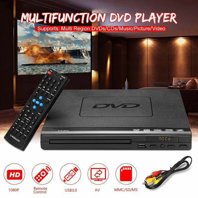 Портативный DVD плеер EVD многофункциональный многоугольный обзор и