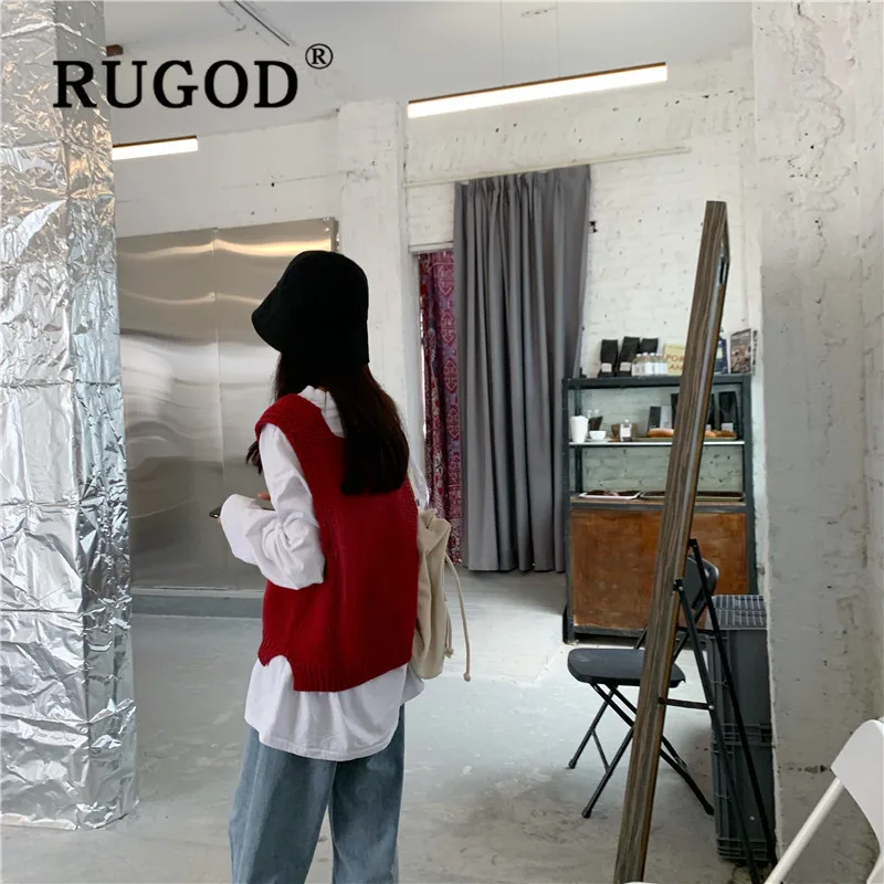 Женский трикотажный жилет RUGOD Повседневный пуловер с круглым вырезом без рукавов