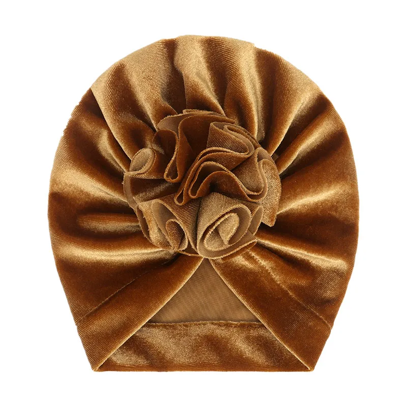 Brown velvet Новинка; шапка для маленьких девочек; шапка-тюрбан из хлопка; реквизит для фотосессии; детская шапочка; аксессуары для малышей; шапка для девочек; шапки; 16 цветов - Цвет: Brown velvet