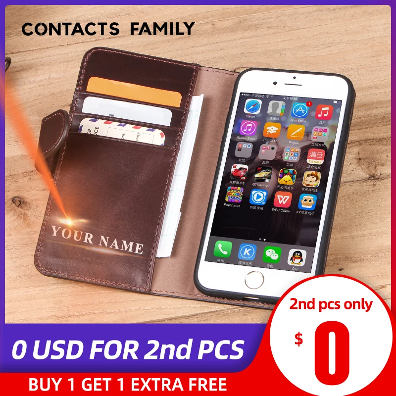 

Luxury Crazy Horse Genuine Leather Flip Case For iPhone 7 8 Card Holder Cover Coque Fundas Zipper Coin Pocket Phone Case