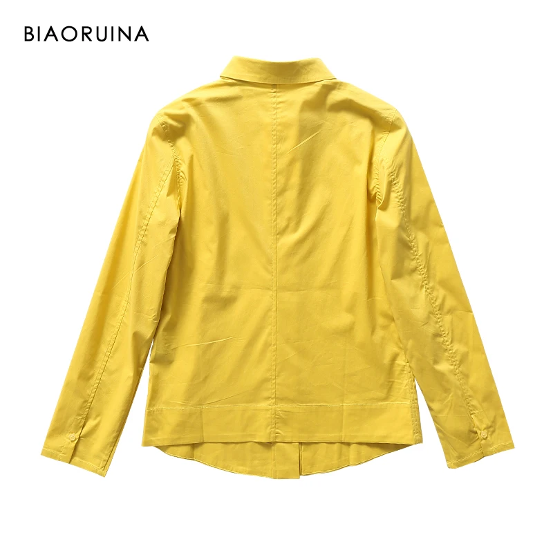 BIAORUINA, 7 цветов, женская элегантная тонкая универсальная рубашка, Офисная Женская Повседневная однотонная Базовая однобортная рубашка, модные топы