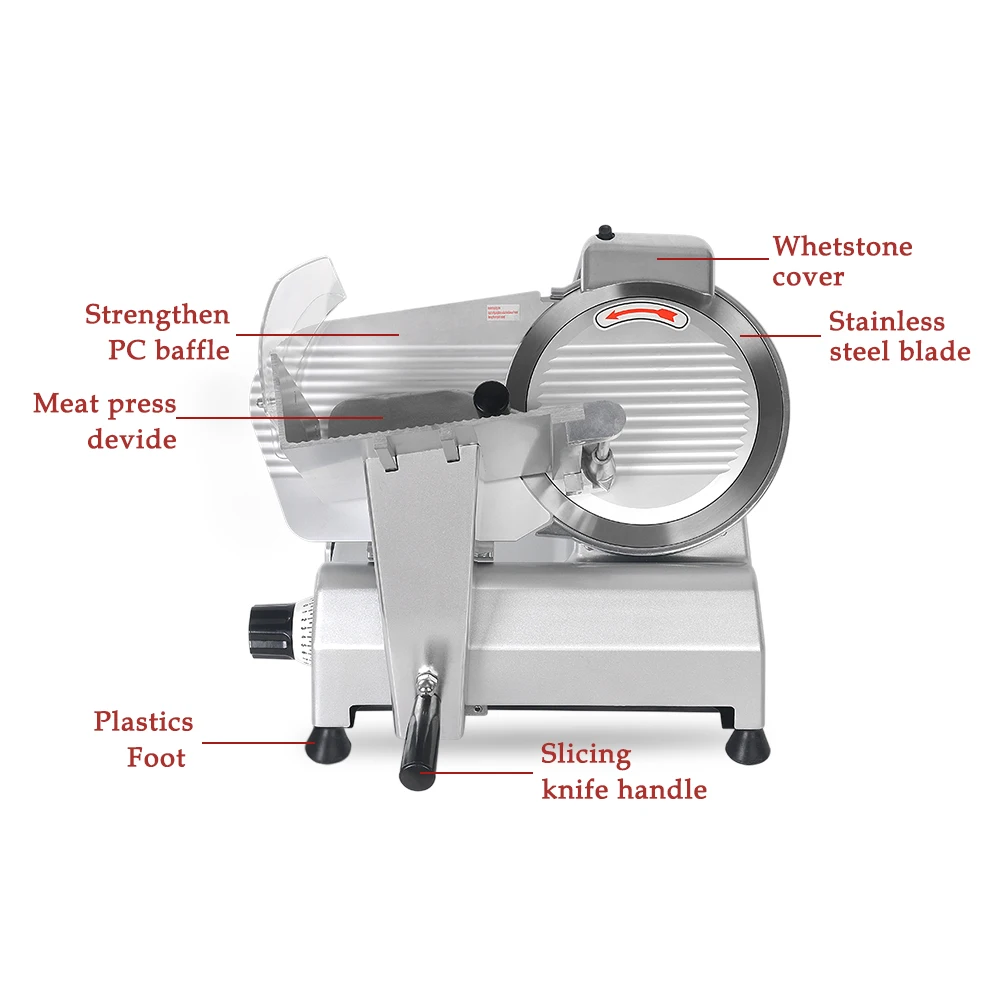 

ITOP Electric Semi-automatic Meat Slicer Commercial Ham Meat Cutter Stainless Steel Food Processors 250SE-10" 220V