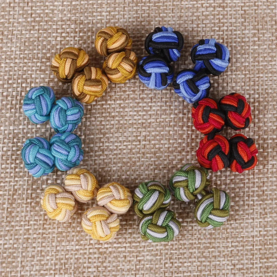 Linbaiway запонки Шелковый узелок Для мужчин классический двойной веревка шарик в