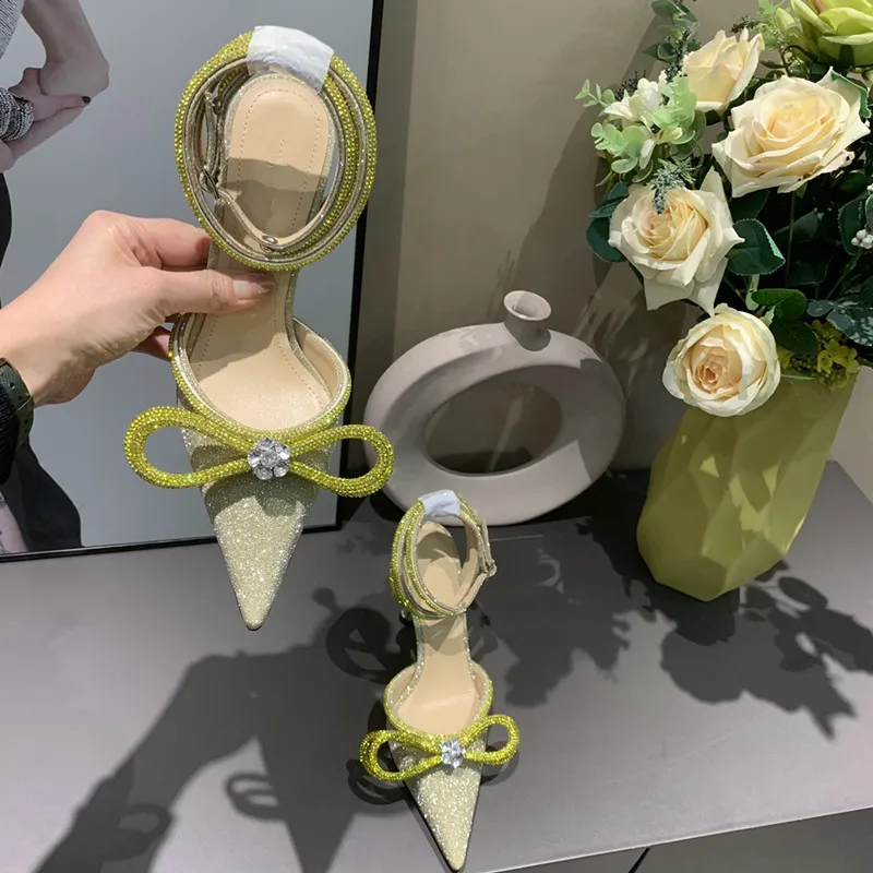 

Heels Sandals Women Summer Sandalias Luxury Design Bowtie Bling Shoes Women Wedding Party Shoes Ladies