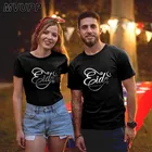 Повседневная хлопковая парная Футболка с принтом, мужская, женская одежда на День святого Валентина, мужская, женская, семейная подходящая футболка, подарок для парня, девушки