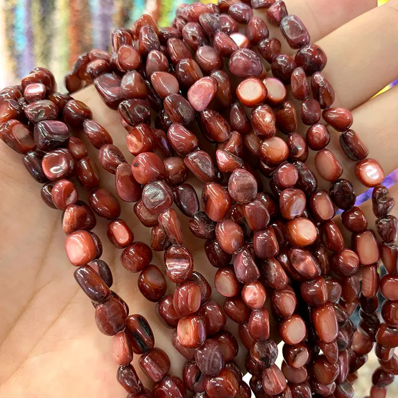 reddish brown Браслет из прородного белого камня, цветной краситель 5-8 мм, гравийная форма, бисер для самостоятельного изготовления ювелирных изделий, браслет, ожерелье из нескольких нитей 15,5'' - Цвет: reddish brown