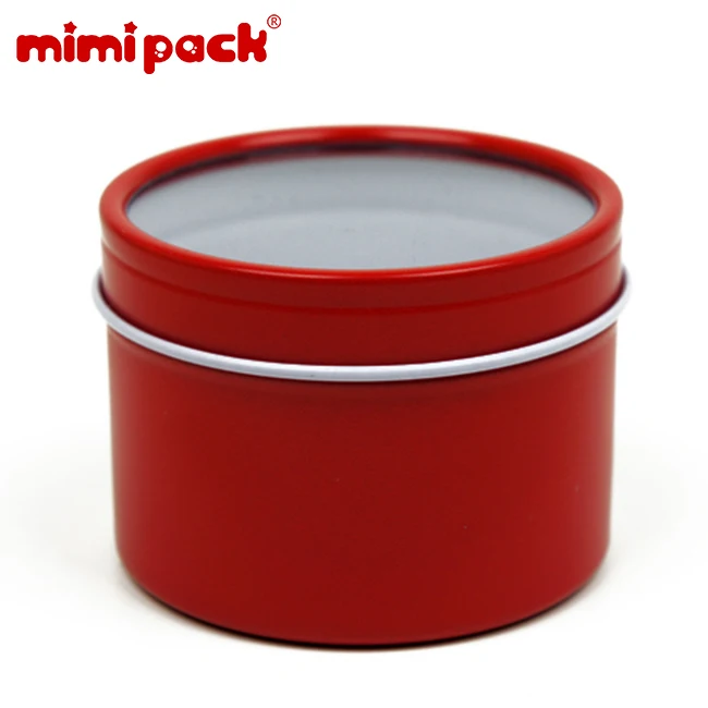 Mimipack маленькие глубокие круглые банки с прозрачным окном и верхней крышкой, жестяная упаковка, коробки для часов, пищевые банки, 24 упаковки(6 цветов - Цвет: Red