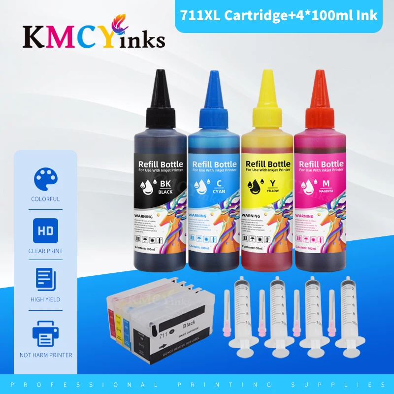 Совместимый сменный картридж KMCYinks для HP 711XL многоразовый Картридж струйного