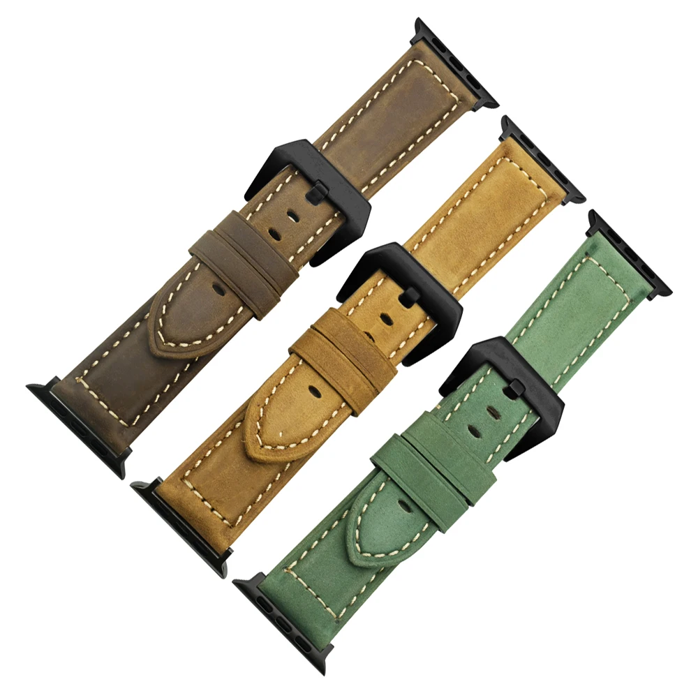 

Качественный ремешок для часов Apple iWatch7 6/SE/5/4/3 44 мм 40 мм 42 мм 38 мм, натуральный кожаный браслет для Apple Watch