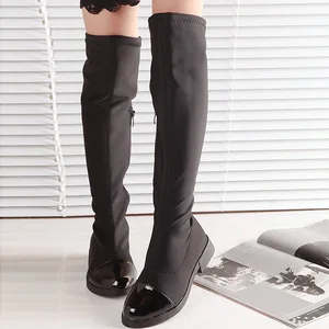 Сапоги для девочек 2020 Зимние новые модные черные высокие сапоги выше колена из эластичной ткани, сапоги принцессы для детей