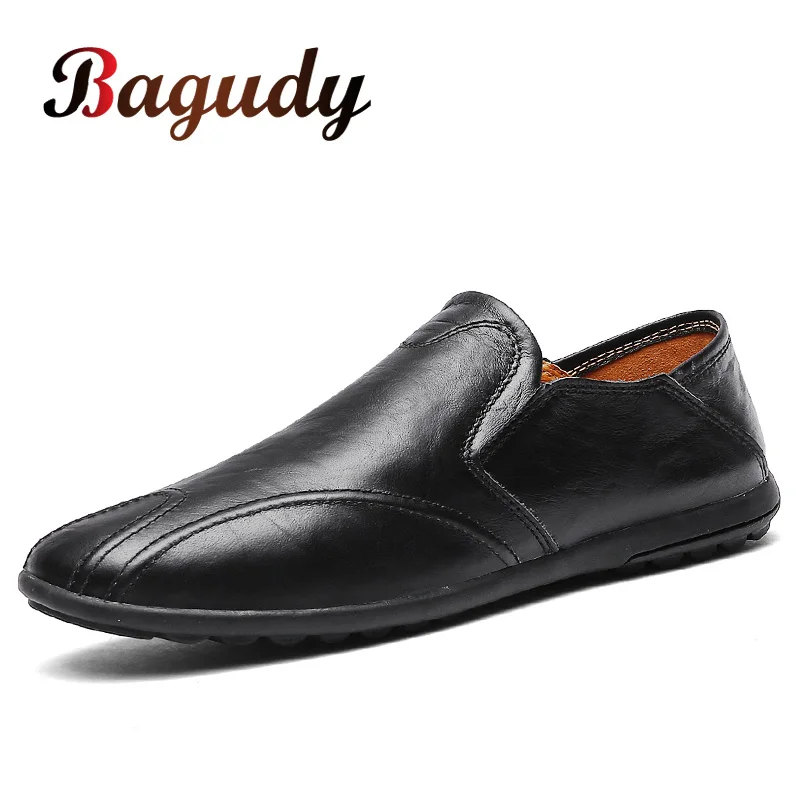 Повседневные мужские кожаные лоферы без застежки Сезон весна-осень Мужские