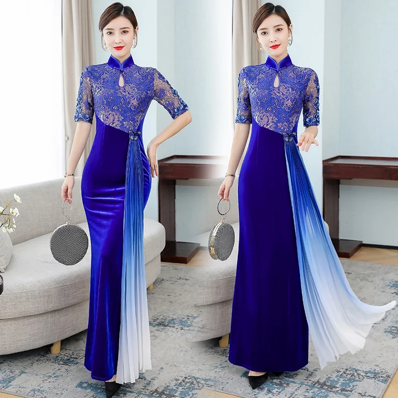 

Elegant Chinese Dresses 2020 Spring Cheongsam Vestidos Vietnam Traditional Dress Robe Vintage Femme Chinese Dress Qipao FF2913