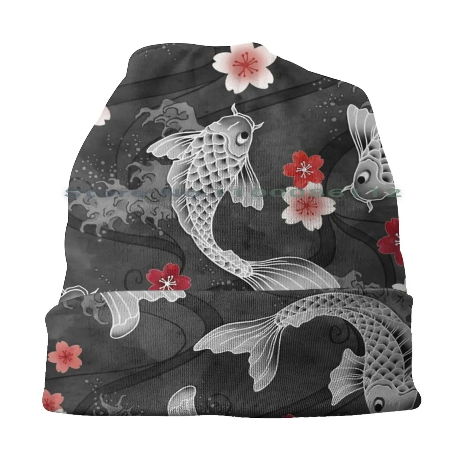 Шапка-бини с цветком сакуры кои вязаная шапка вишни китайская японская азиатская