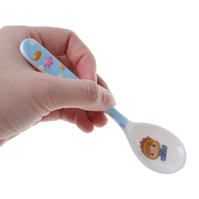 

W3JF Baby Spoon Straight Head Feeding Training Cutlery Dishes Tableware Infant Children Kids Safe Feeder Learning Supplies
