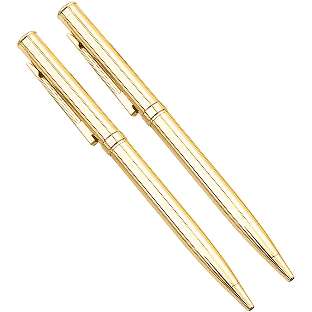 

2Pcs Metal Rotation Metal Ballpoint Pen Lightweight Metal Black Ink Pen for School Office(Rose)