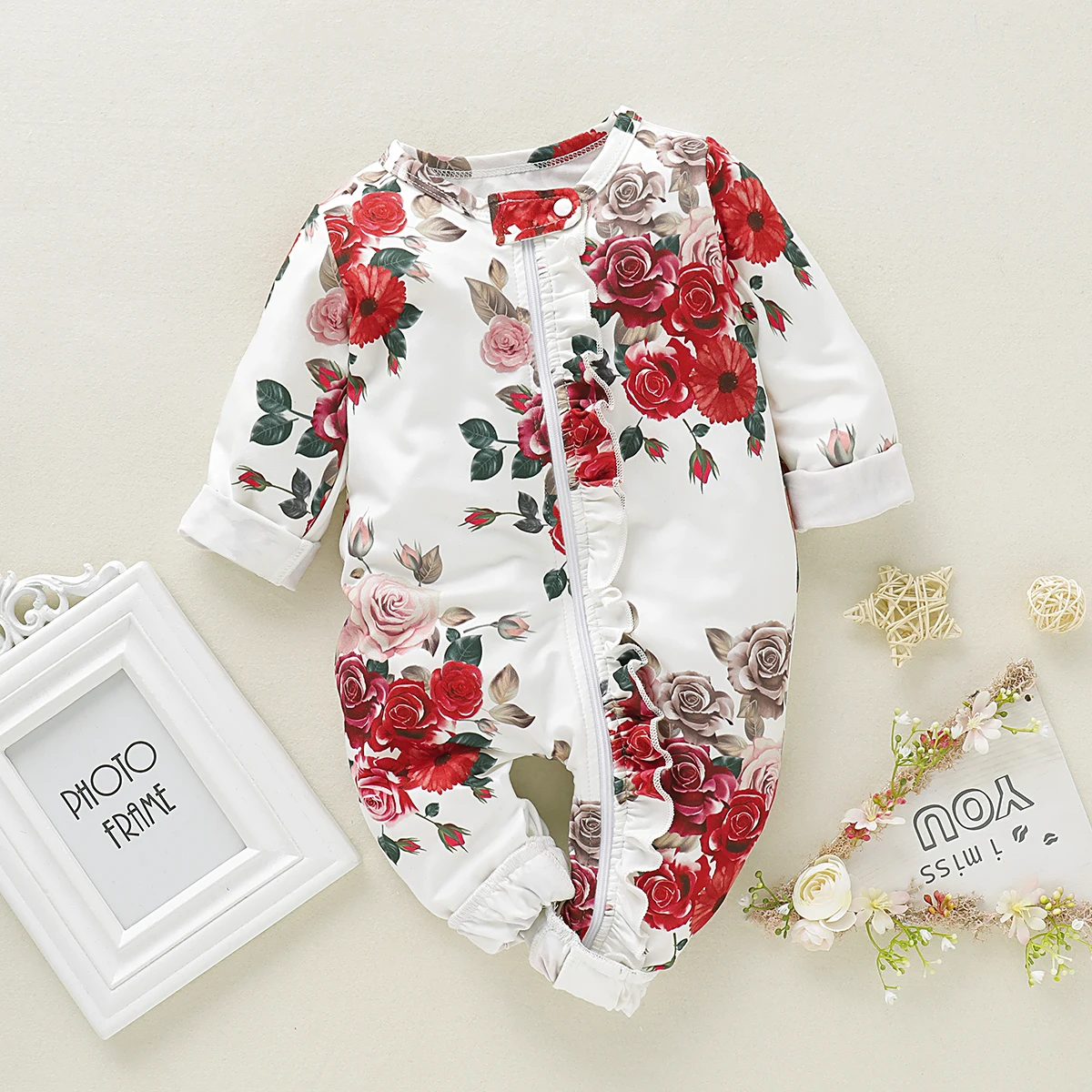 Комбинезон с цветочным рисунком для новорожденных девочек комбинезон длинными