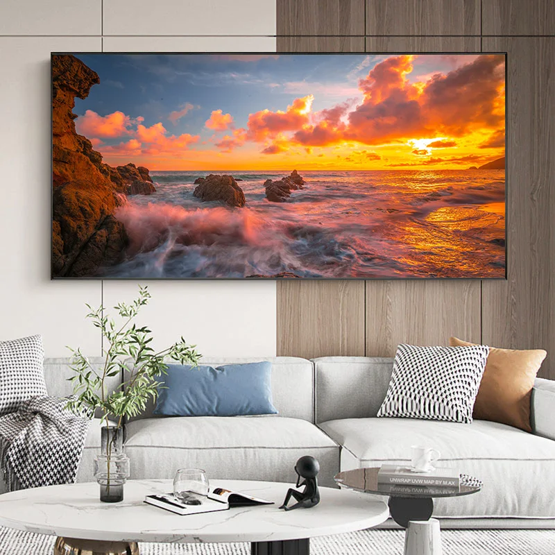 

SELFLESSLY ART Nature Landscape Canvas Painting Sea Sunrise Sunset Wall Art Picture For Living Room Aesthetic Poster Home Decor