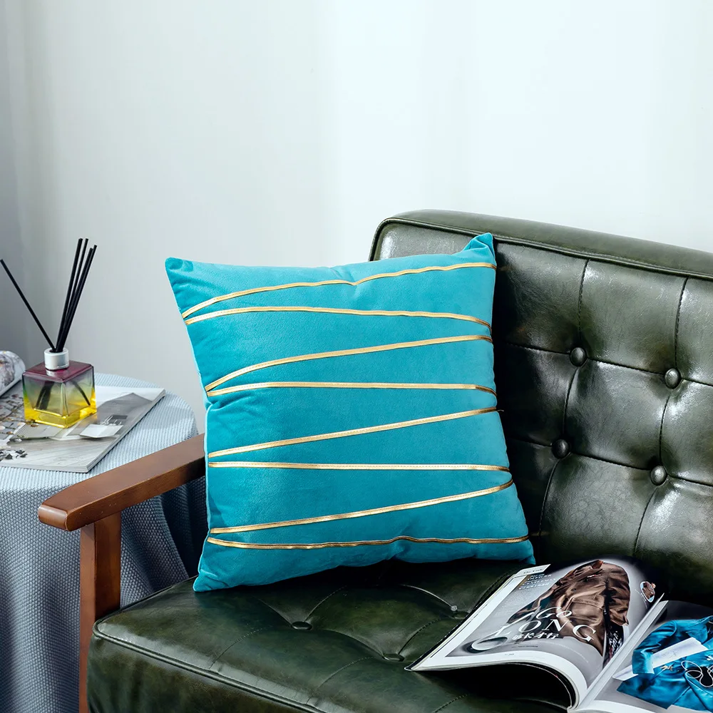 Бархатный компактный чехол для подушки золотого цвета Европейский Классический