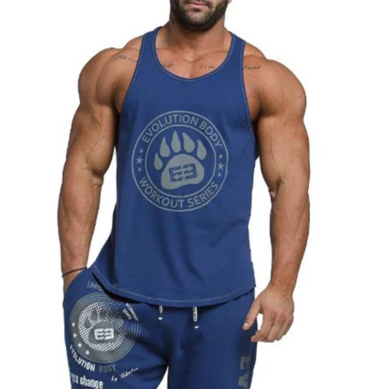 

Men's fashion Sleeveless Fitness Bodybuilding Muscle Undershirt Gym Running Exercise Sport Tank Top Men Vest