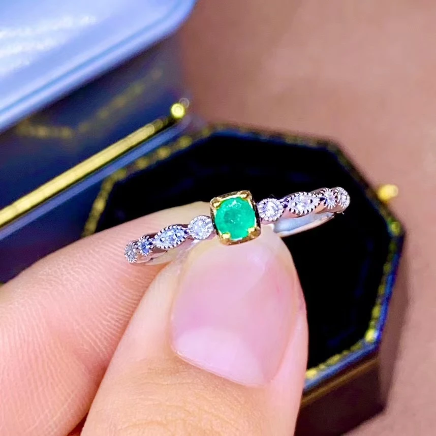

trendy elegant geometry Square Natural green Emerald Ring Natural green garnet stone Ring S925 silver women party fine Jewelry