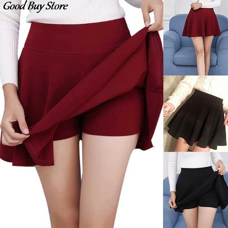 

Women Mini Skirt Summer Sexy Short Skirt High Waist Elastic Skater Slim Skirts Korean Version Girls Solid Bottoms Mujer Faldas