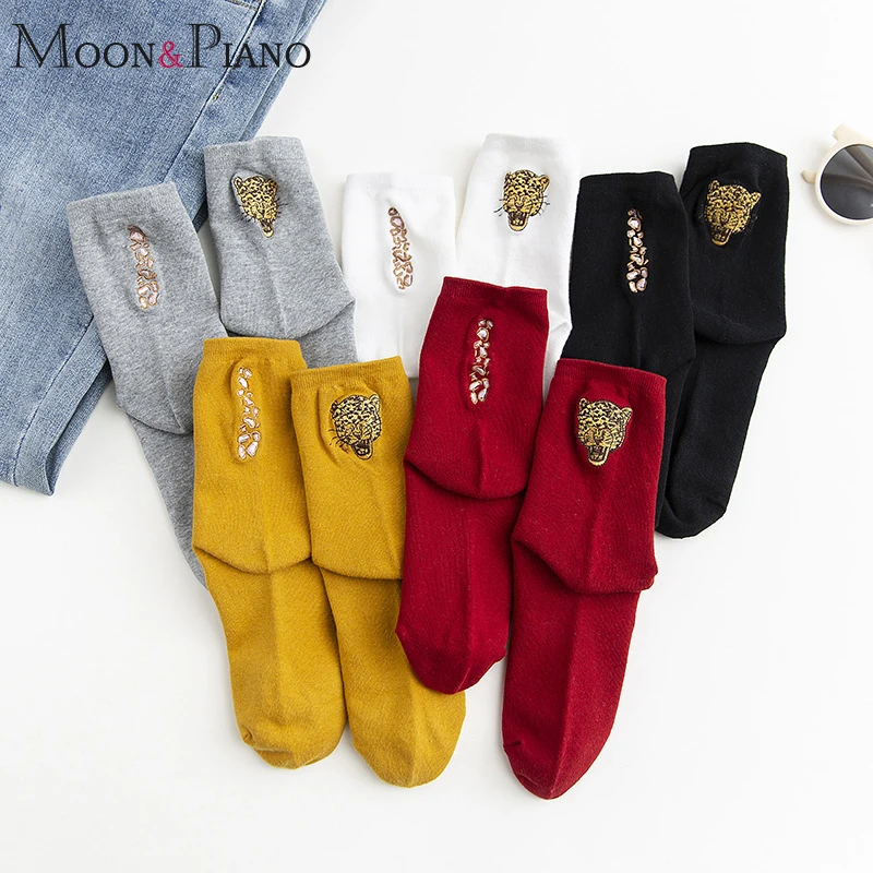 Женские осенние и зимние Новые забавные носки 5 цветов милые женские с