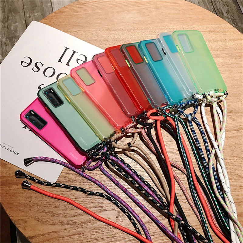 

With Neck Strap Rope Cord Clear Lanyard Case For Huawei P40 Pro P30 Lite P Smart 2020 Z Plus Y7 Y9 Prime 2019 Y7P Y8P Y5P Y6P