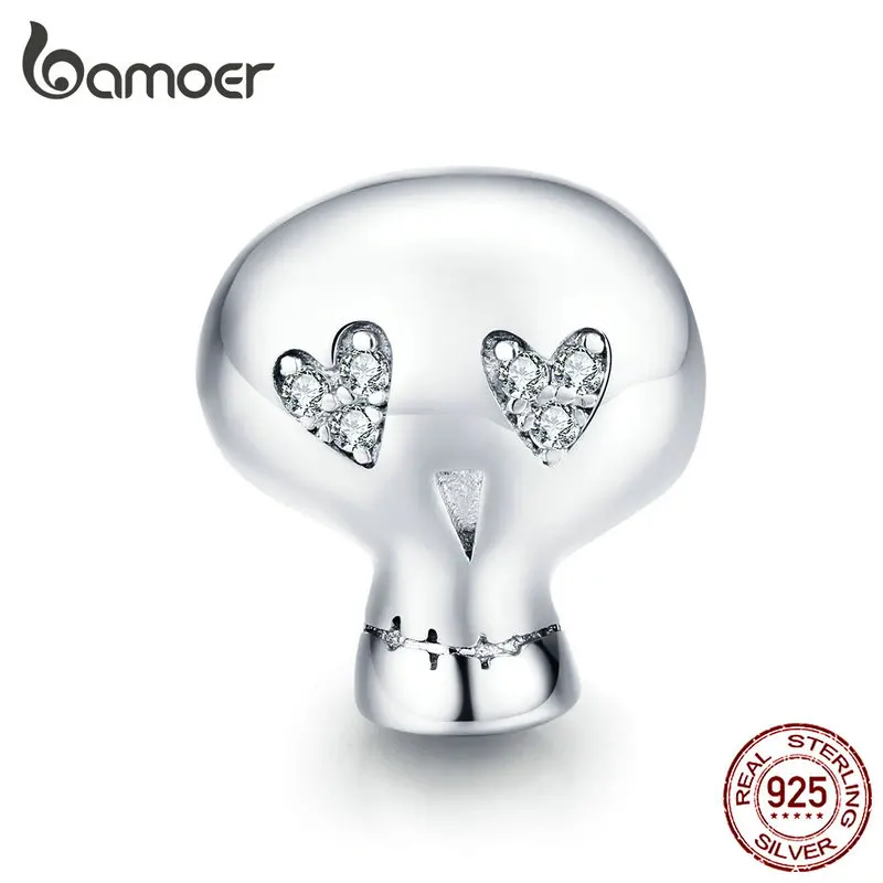 Bamoer 925 пробы Серебряный Джокер Череп Призрак бусины Шарм Подходит серебряный браслет на Хэллоуин фестиваль коллекция