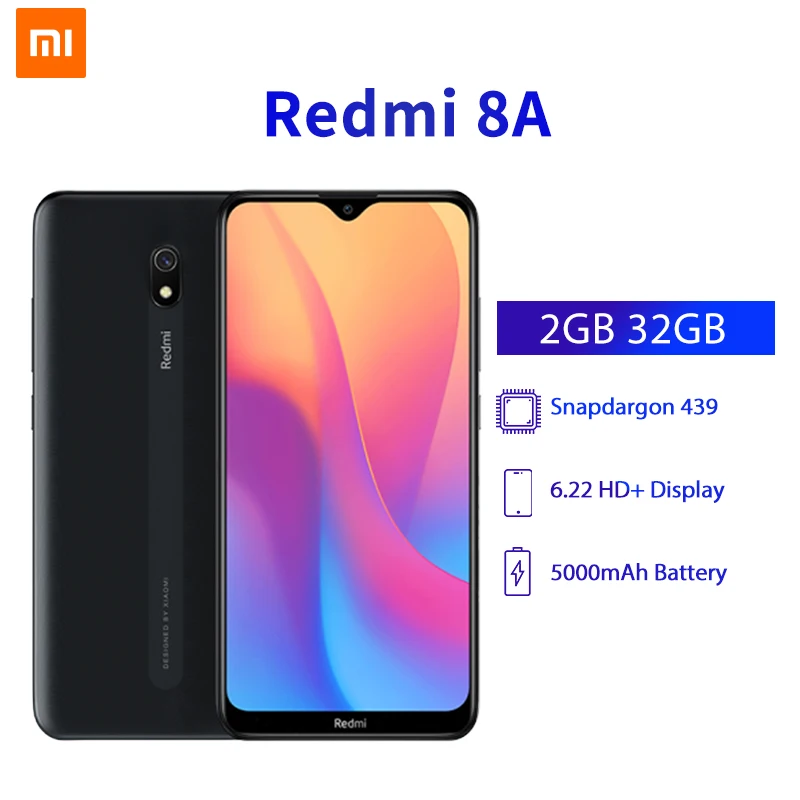 Xiaomi Redmi 8A 8 смартфон с восьмиядерным процессором Snapdargon 439 ОЗУ 2 Гб ПЗУ 32 ГБ 5000 мАч 12