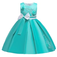 flower girls dress princess wedding party dresses satin kids ball gown christmas vestidos embroidery pearls clothes for 4 10year