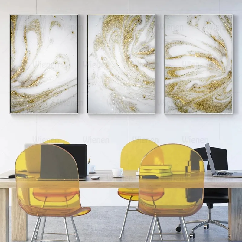 

Golden Luxury Artwork Painting Home Decor Wall Art Picture Abstract Posters and Prints Gold Sand Canvas Painting for Living Room