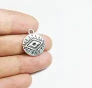 burnish silver Eruifa Симпатичные 20 шт 16 мм глаз монета цинковый сплав подвески ожерелья оптом, серьги браслет ювелирные изделия DIY ручной работы 3 цвета - Окраска металла: burnish silver