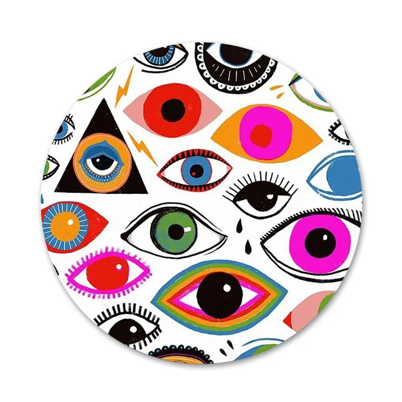 

58mm Luxury Relief DIY Eyes Icons Pins Badge Decoration Brooches Metal Badges For Backpack Decoration