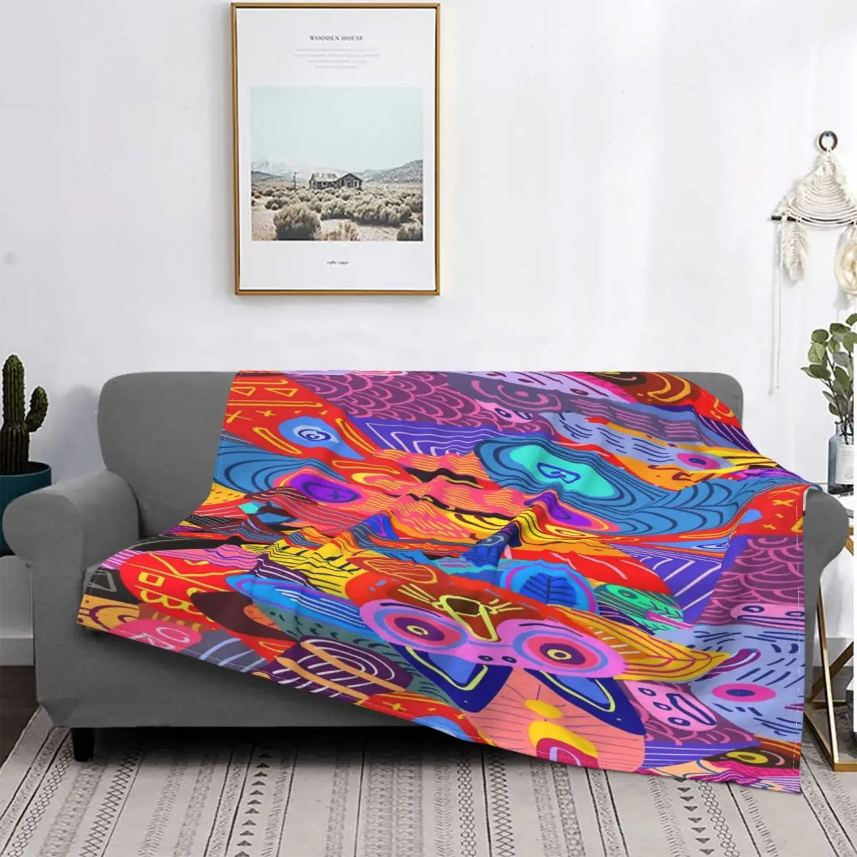 

Manta de Arte Cultural étnico abstracto, colcha de cama a cuadros, toalla, manta con capucha, funda para niños