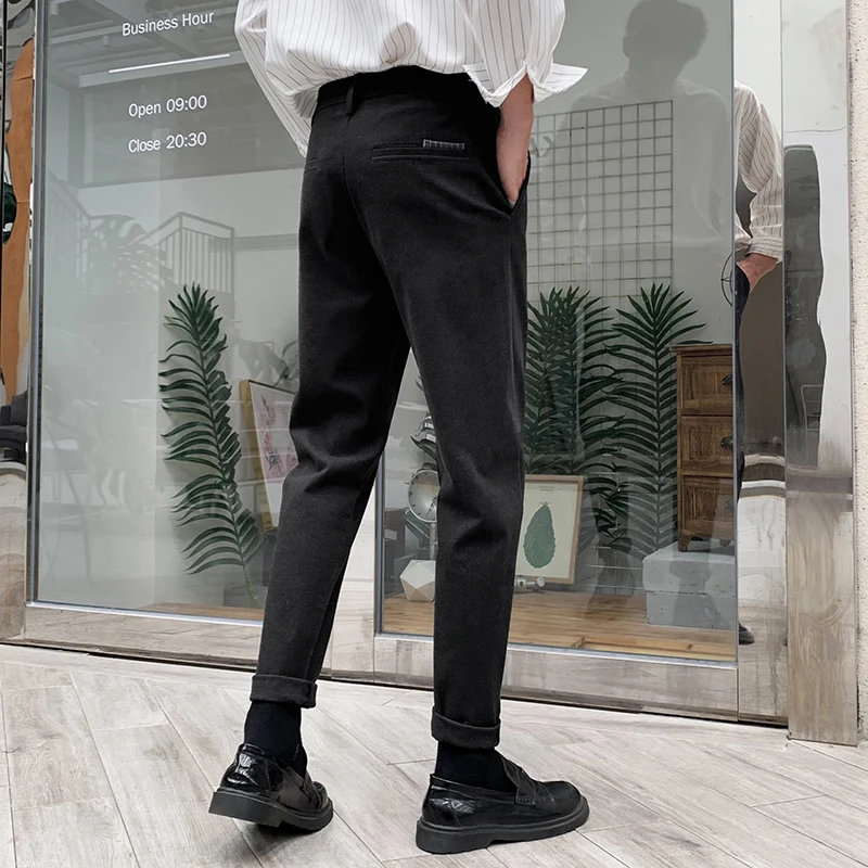 

Mens England Style Pants Men 2020 New Jogger Smart Casual Style Pants Trousers Full Length Black Straight Pants For Men