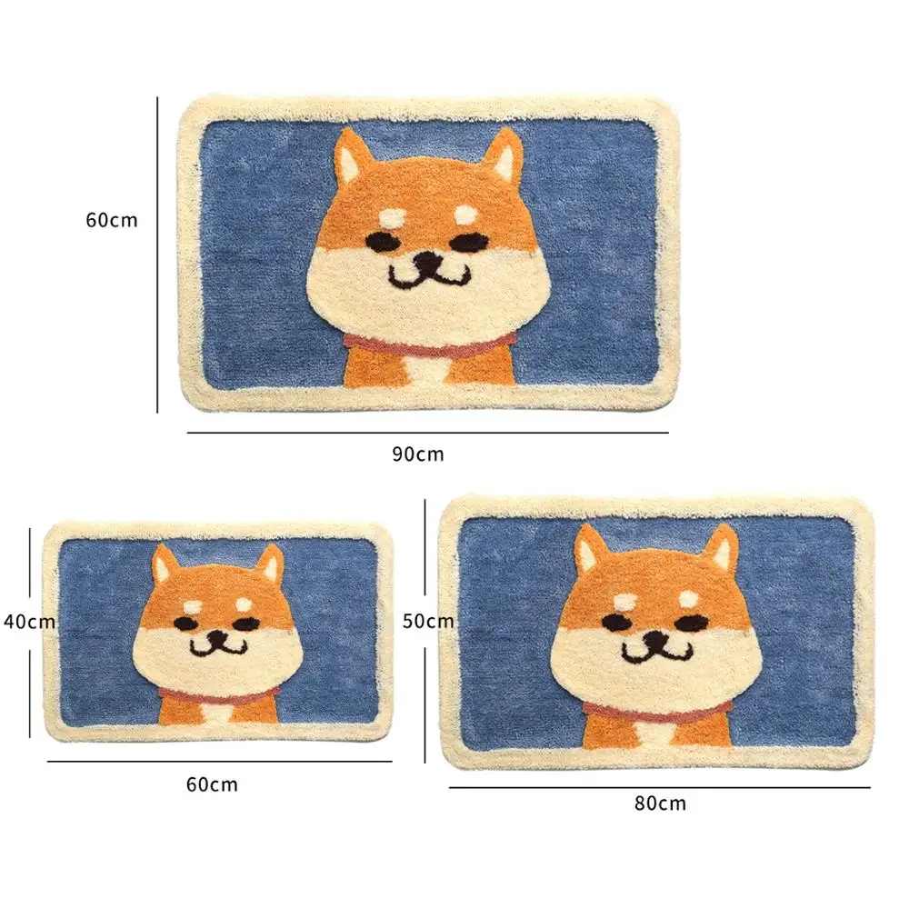 

Cartoon Animal Dog Door Mat Non-slip Bathroom Carpet Absorbent Fluffy Balcony Doorway Hallway Rugs Household Floor Decoration