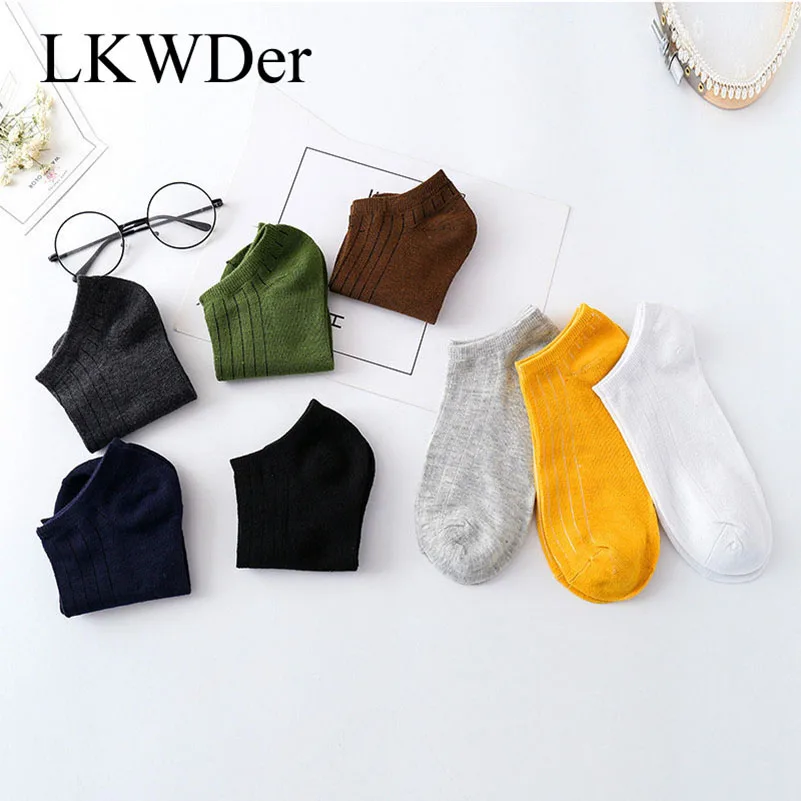 LKWDer, 10 пар, мужские носки, весна-лето, корейский стиль, 8 цветов, модные, невидимые, носки-лодочки, дышащие, японский, студенческий стиль, Sox Mieas