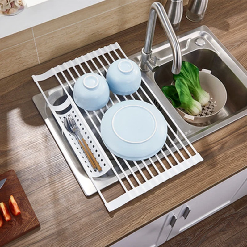 

Vegetable and Fruit Drain Rack Folding Sink Shelf Silicone Filter Rack Multi-Function Kitchen Tool Trumpet