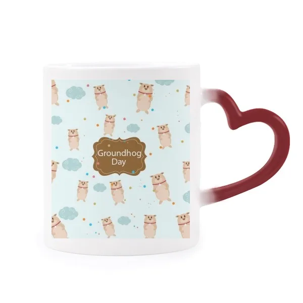 

Canada and US Flavor Groundhog Day Morphing Mug Heat Sensitive Red Heart Cup