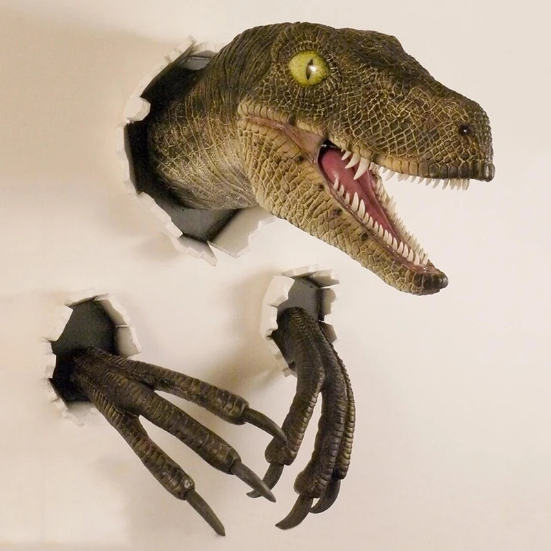 

Life-like Wall Bursting Dinosaur Bust Hanging Prop Replica Resin Wall Hanging Ornament Home Decoration STSF666