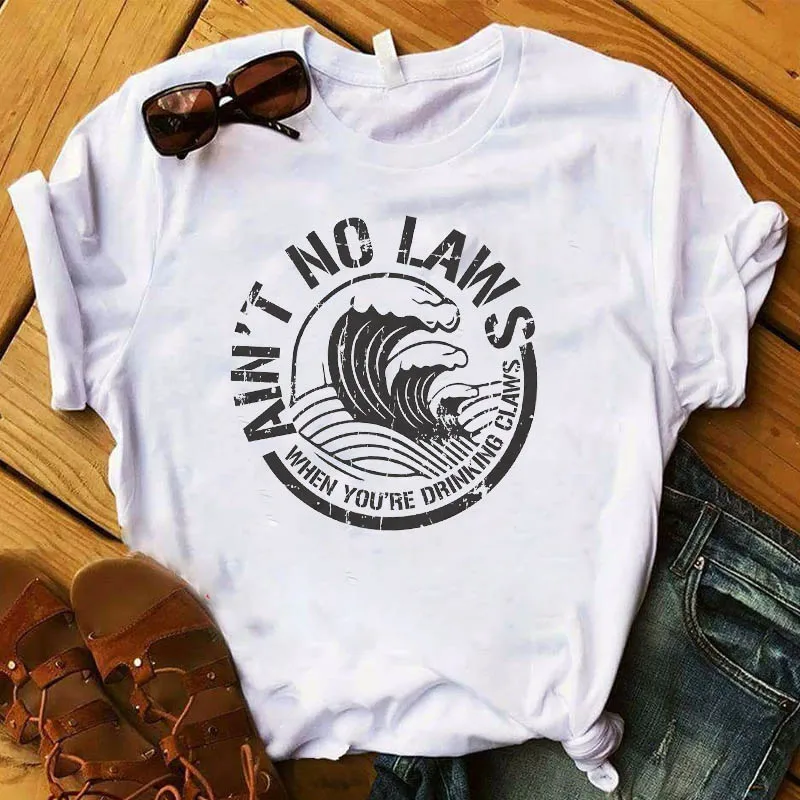 

Women Lady T Shirt No Laws Printed Tshirt Ladies Short Sleeve Loose Tee Shirt Women Female Tops Clothes Graphic T-shirt