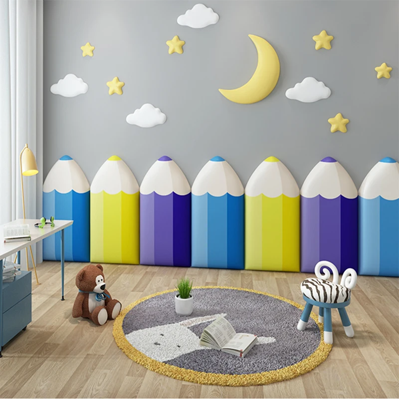 

Kindergarten Self-adhesive Cartoon Pencil Leather Soft Wall Sticker To Protect Children's Room From Collision