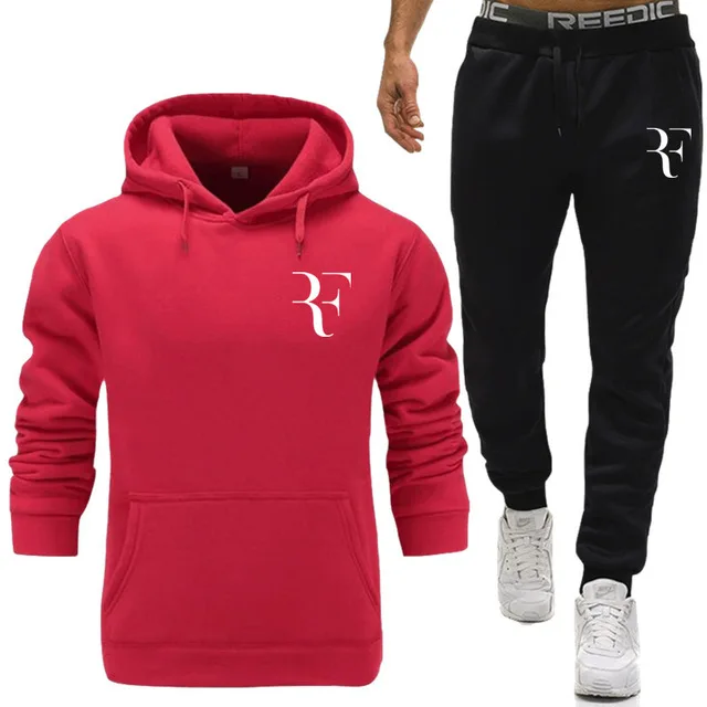 

NEW roger federer Men Running Sportswear Suits Sweatshirt Sweatpants Gyms Training Hoodies and Pants 2pcs Sets Tracksuit Coats