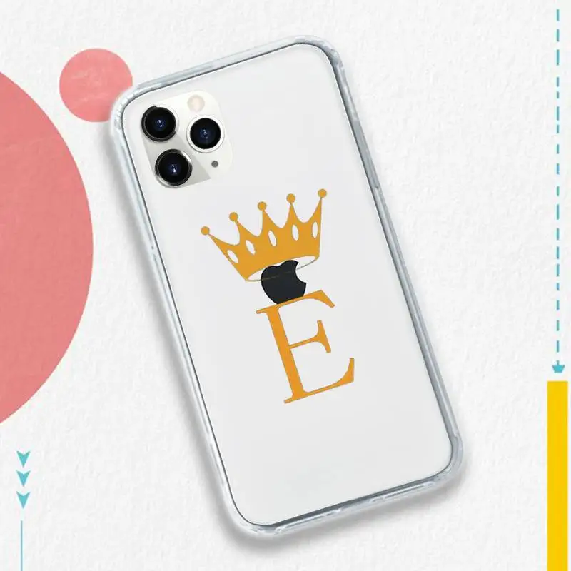 

Initial Letter A Z Crown Phone Cases Transparent soft For iphone 5 5s 5c se 6 6s 7 8 11 12 plus mini x xs xr pro max